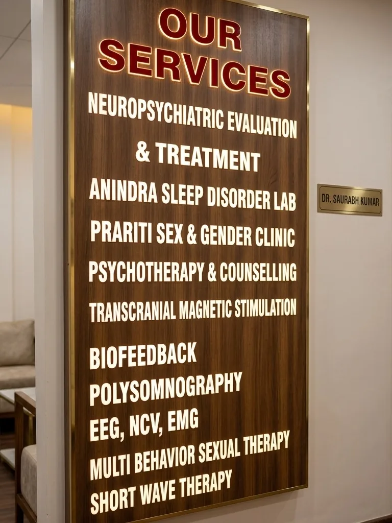 The services board at Healthy Minds India, Patna
