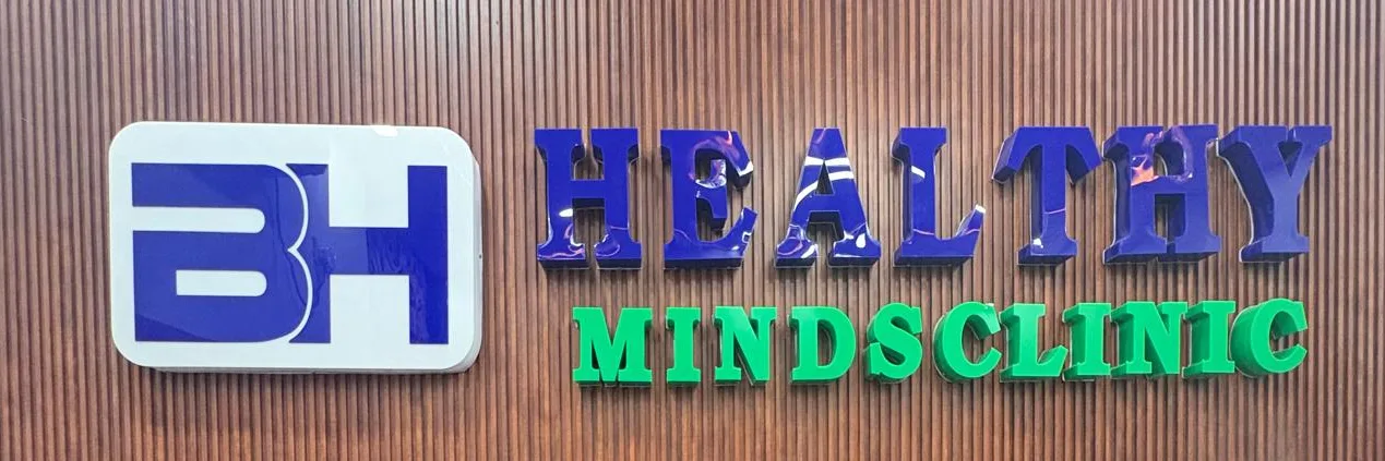 Healthy Minds India signage in the reception