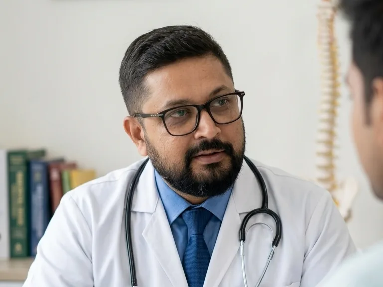 Dr. Saurabh Kumar with a patient at the clinic
