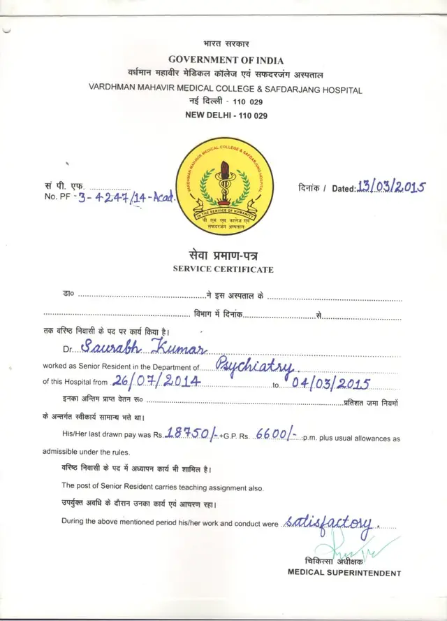Our Certificates - Healthy Minds India