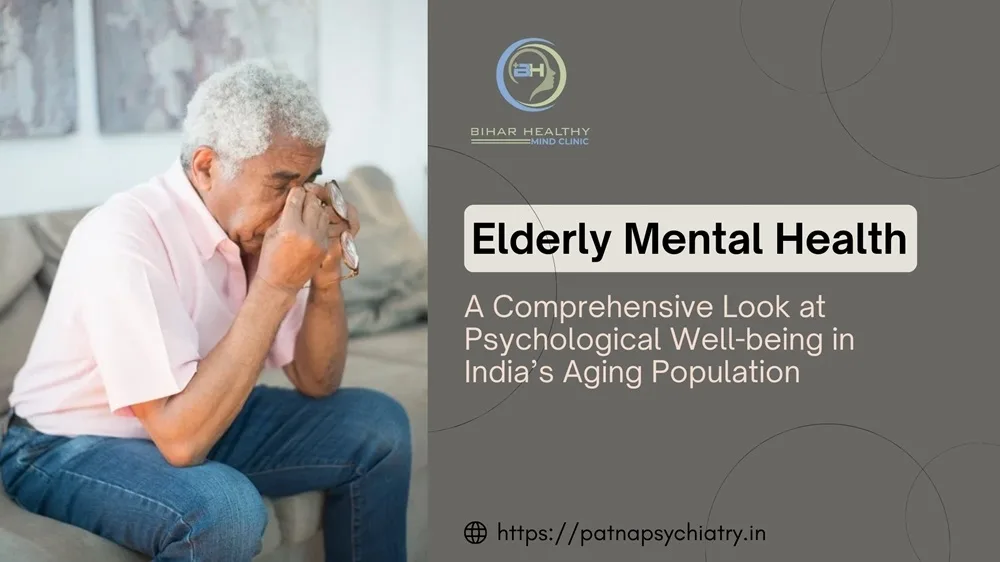 An elderly Indian man sitting alone, looking contemplative, symbolizing mental health, aging, and emotional well-being.
