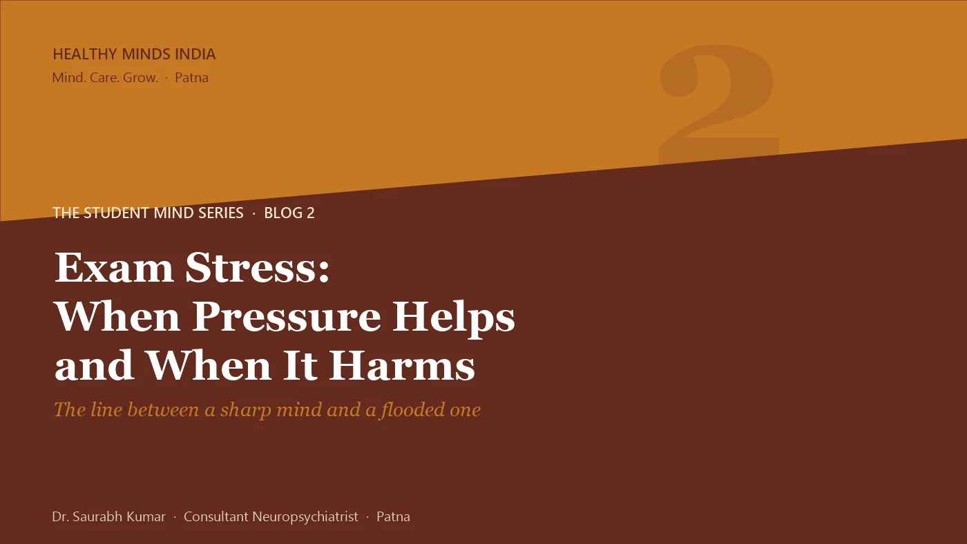Title card: Exam Stress - When Pressure Helps and When It Harms, The Student Mind series by Dr. Saurabh Kumar