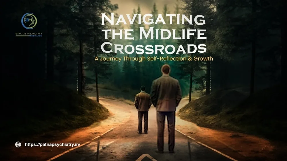 A person standing at a cross road in dense woods