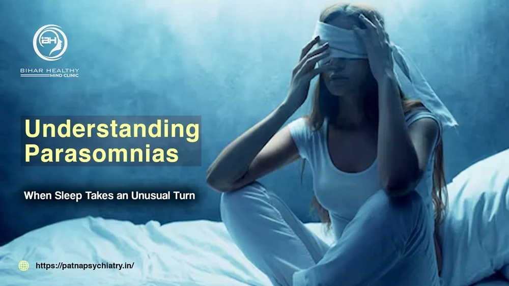 Illustration of a girl sitting in a dark room dealing with Parasomnias